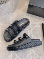 CC Slippers Black Lambskin 145354