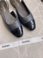 CC Cap Toe Slingback Black Lamskin & Suede 404280