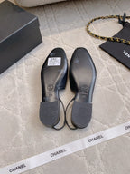 CC Cap Toe Slingback Black Lamskin & Suede 404280