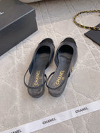 CC Cap Toe Slingback Black Lamskin & Suede 404280