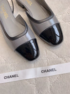 CC Cap Toe Slingback Black Gray Lambskin 404282