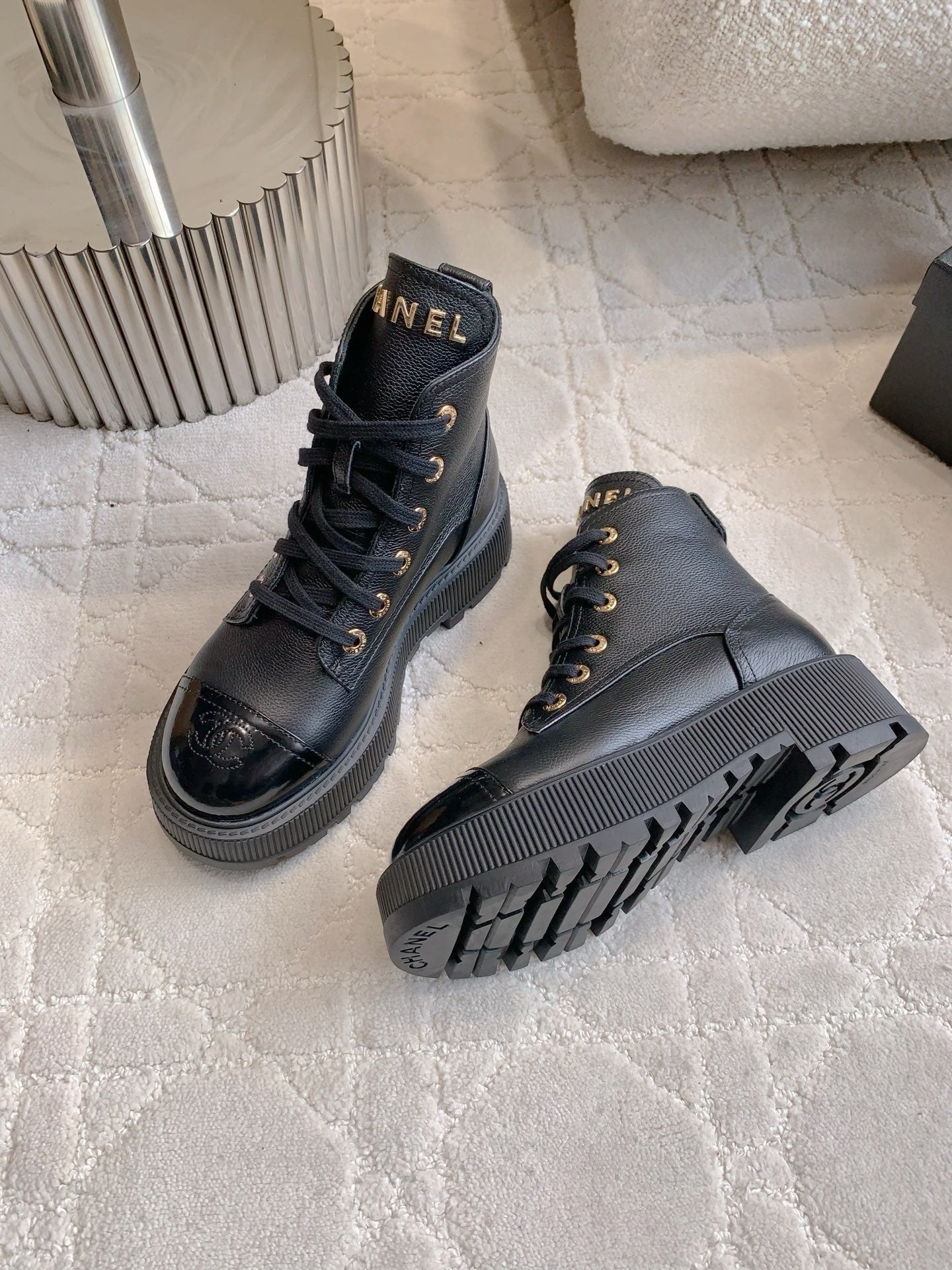 CC 24 Combat Boots 50mm Black Calfskin & Sheepskin 404286