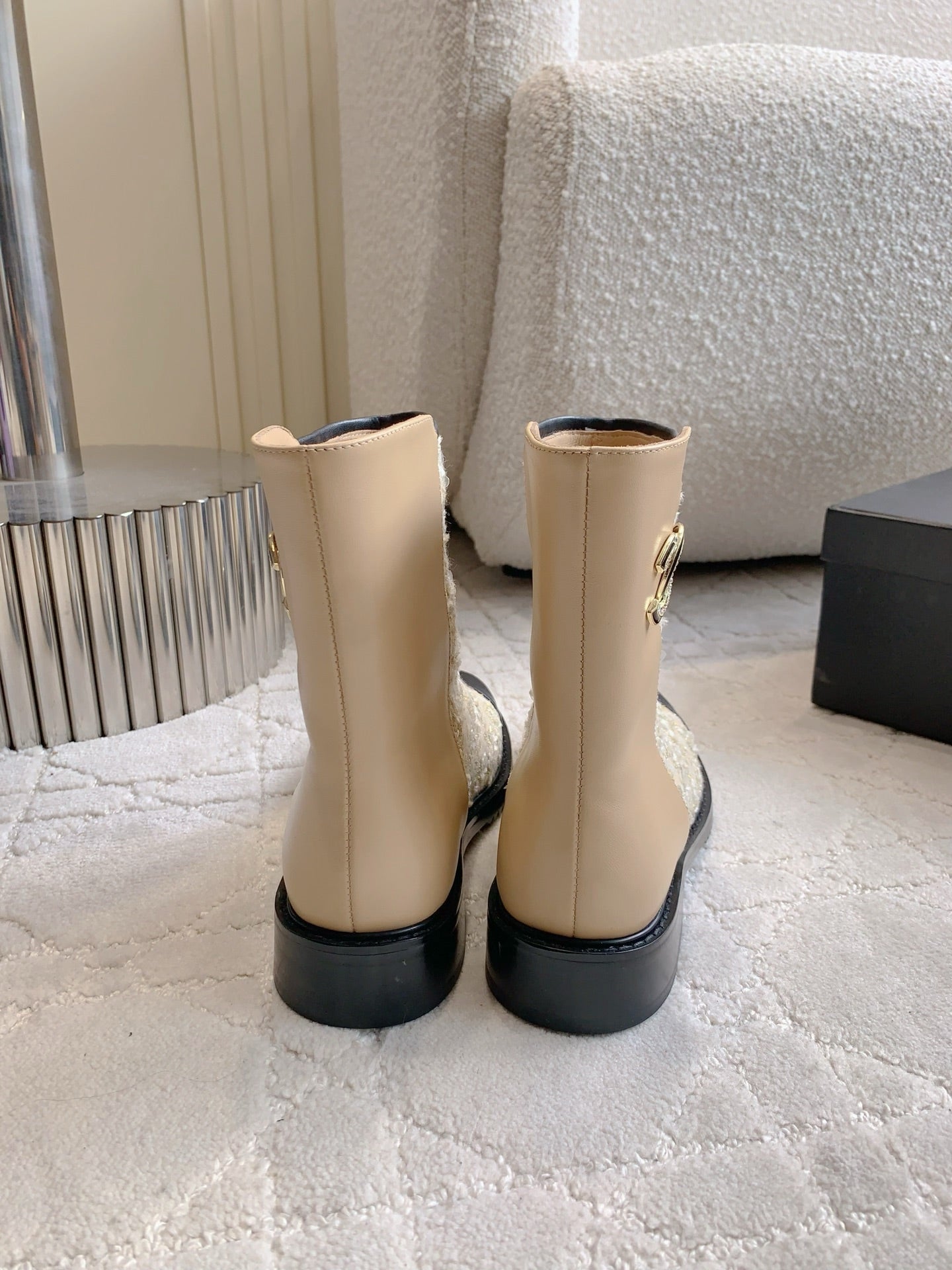 CC Ankle Boot 30mm Beige Cowhide Glitter 464577