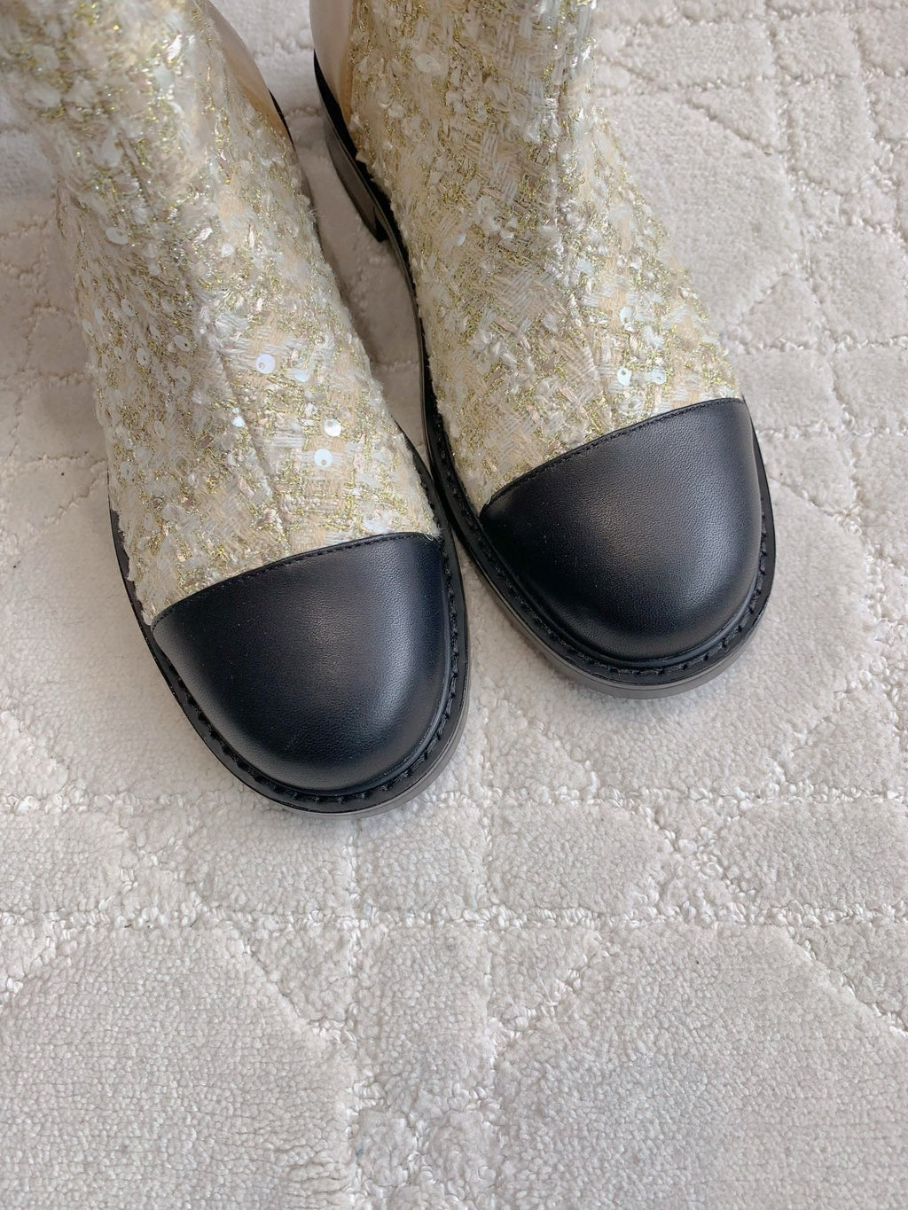 CC Ankle Boot 30mm Beige Cowhide Glitter 464577