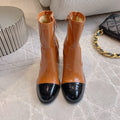CC 25 Heeled Short Boot Camel Brown mix Black Patent Leather 516678