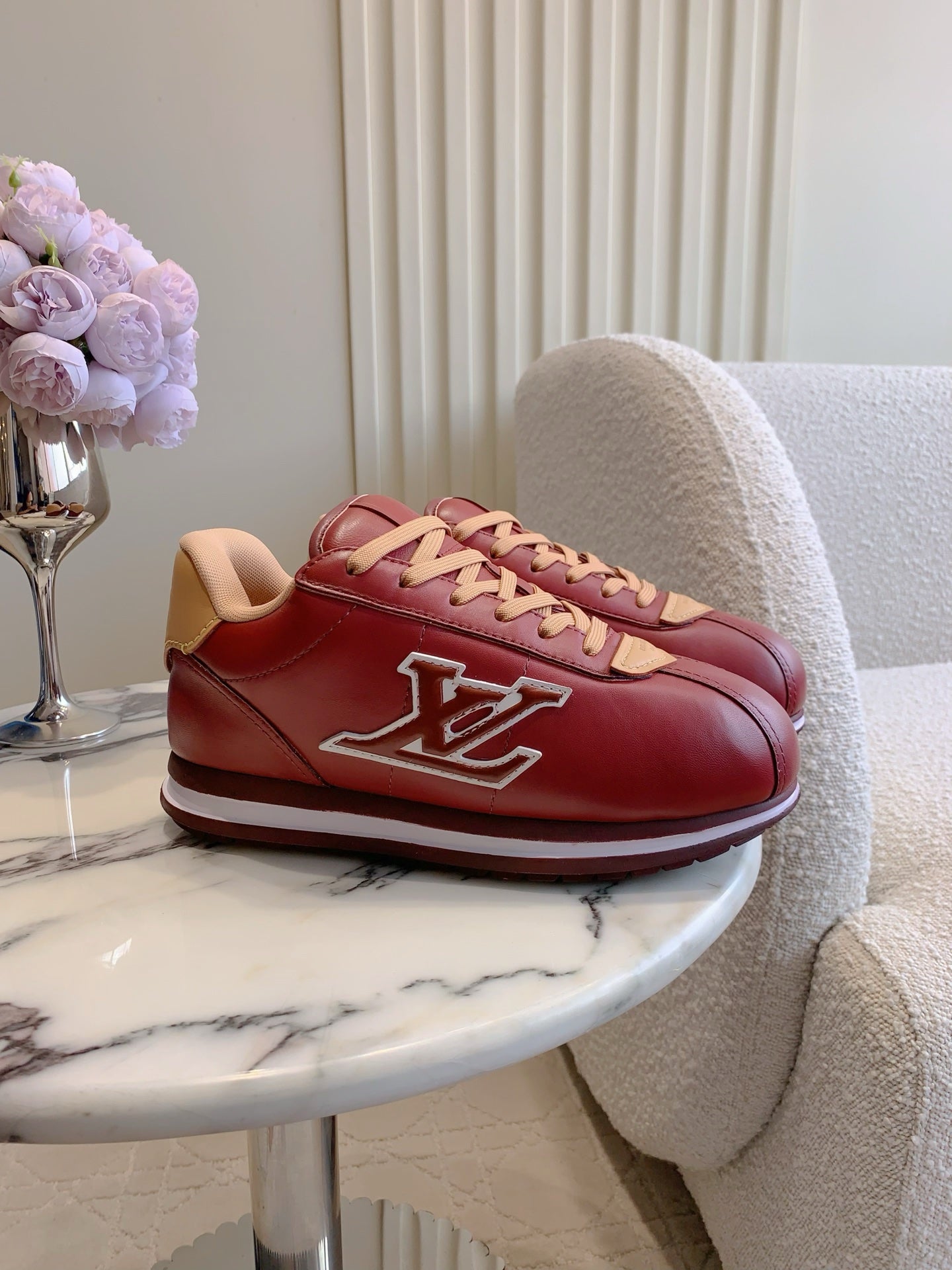 LV BUTTERSOFT Sneaker Red Monogram-Printed Lambskin 516884
