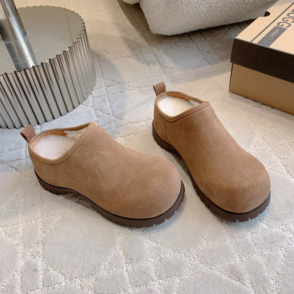 UGG Tazz Slippers Brown Wool Suede Fleece Lining 516913