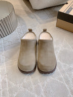 UGG Tazz Slippers Khaki Wool Suede Fleece Lining 516914