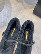 Pra 2025 Fur-lined Flat Black Suede Wool 557120