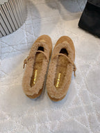 Pra 2025 Fur-lined Flat Tan Suede Wool 557121