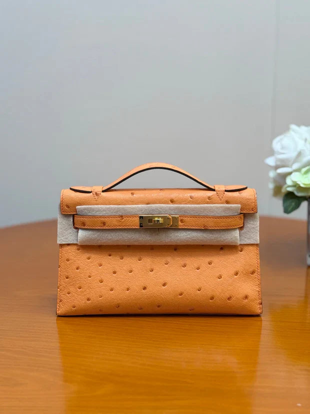 Hermes 2026 Mini Kelly Bag 22cm Ostrich Leather 284424