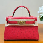 Hermes 2026 Mini Kelly Bag 19cm Ostrich Leather 284449
