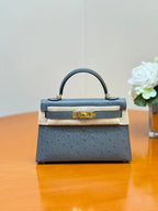 Hermes 2026 Mini Kelly Bag 19cm Ostrich Leather 284449