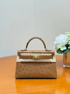 Hermes 2026 Mini Kelly Bag 19cm Ostrich Leather 284449