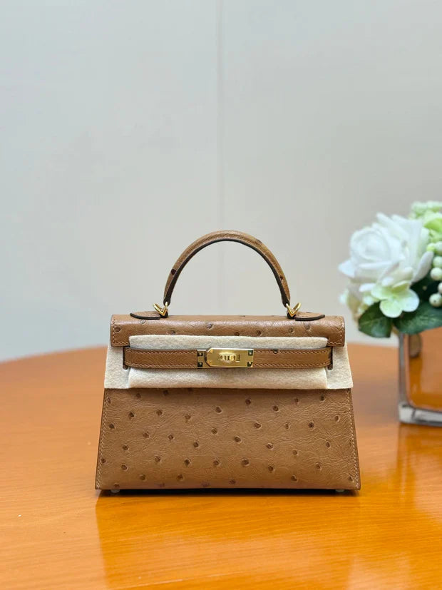 Hermes 2026 Mini Kelly Bag 19cm Ostrich Leather 284449