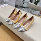 Bepointy Pump Bow In Gold Mix Silver Metaliic Cowhide Pale Pink Sheepskin Linning 304250