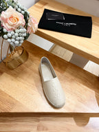 SL YVES EMBOSSED LOGO SLIP ON CREAMY WHITE CALFSKIN