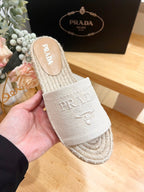 Pra Slide 20 Beige Velvet Sole Raffia