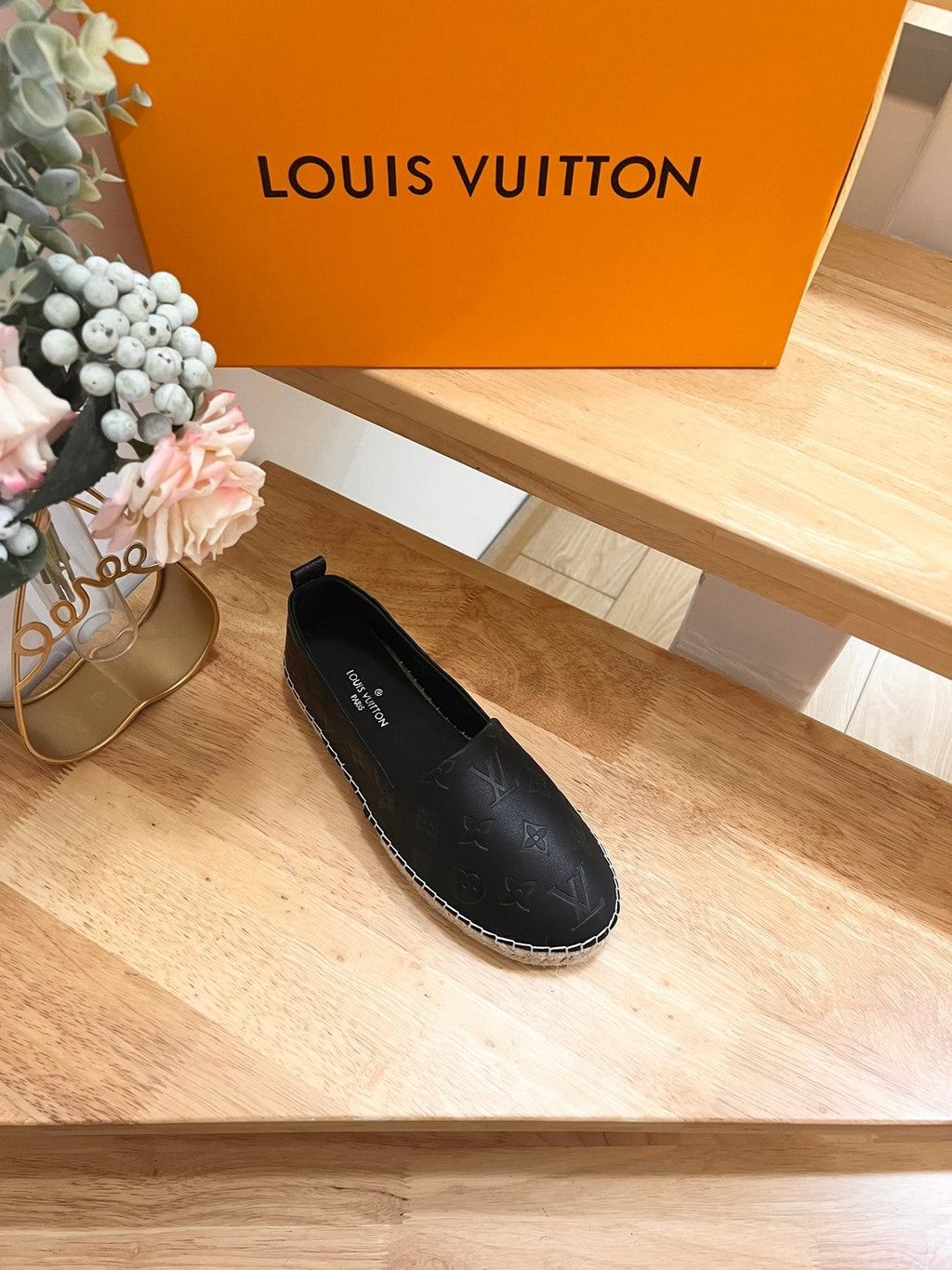 LV Embossed Espadrilles Black Sheepskin 240628