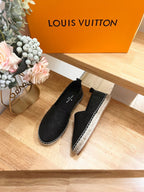 LV Embossed Espadrilles Black Sheepskin 240628
