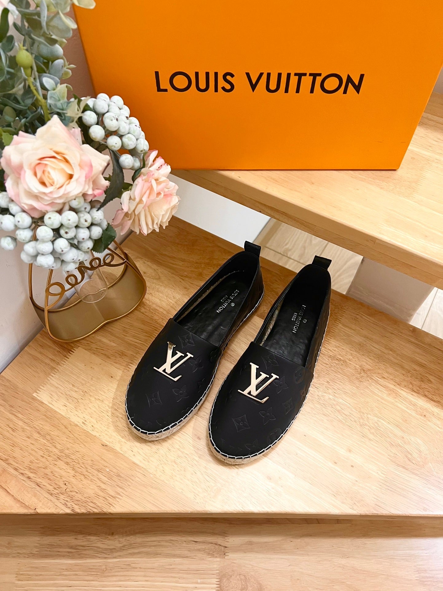 LV Embossed Fisherman Espadrilles Black Sheepskin 240629