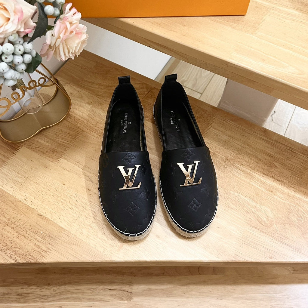 LV Embossed Fisherman Espadrilles Black Sheepskin 240629