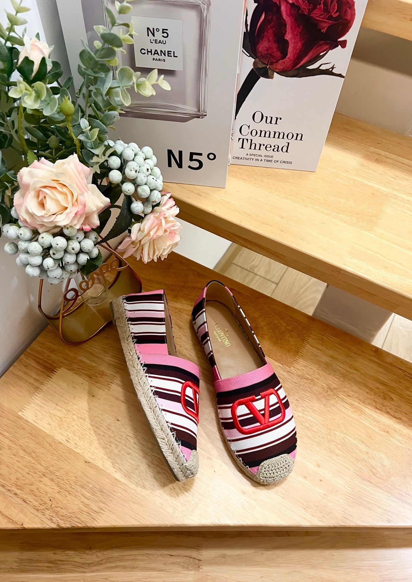 Valentino Vlogo Flat Espadrilles Multicolor Canvas 240577