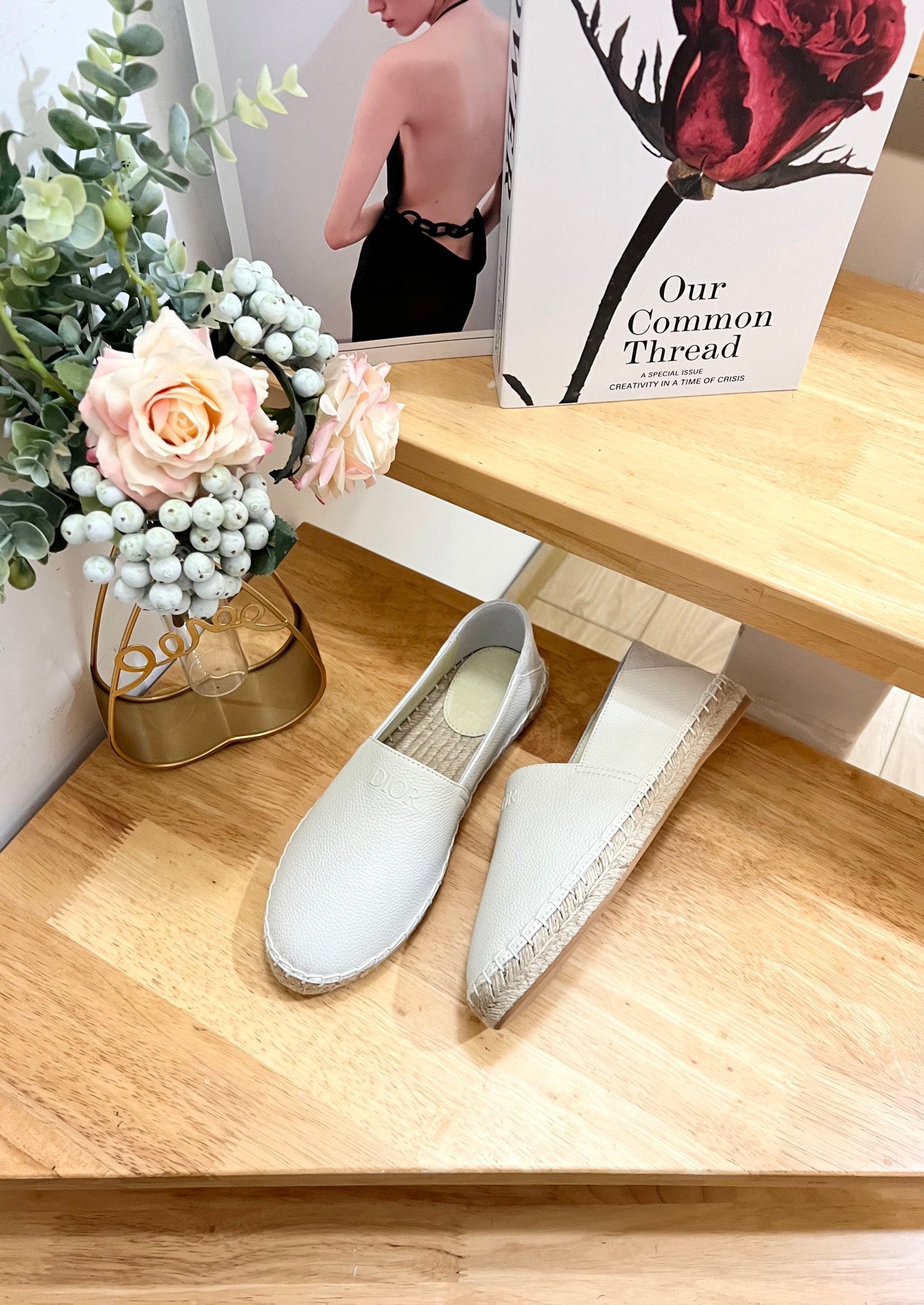 CD Paradise Espadrilles White Grain Cowhide 692262