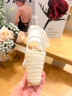 CD FW26 Wedge Sandals White Sheepskin 692258