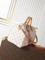 LV Speedy Soft 30 Lucky Bag 30cm Monogram Dune/Pink Canvas & Cowhide