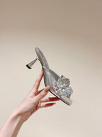 Jimmy Choo Amita Flowers Sandal 4.5cm Sliver Sheepskin 659641