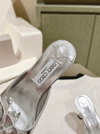 Jimmy Choo Amita Flowers Sandal 4.5cm Sliver Sheepskin 659641
