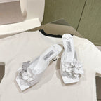 Jimmy Choo Amita Flowers Sandal 4.5cm White Sheepskin 659642