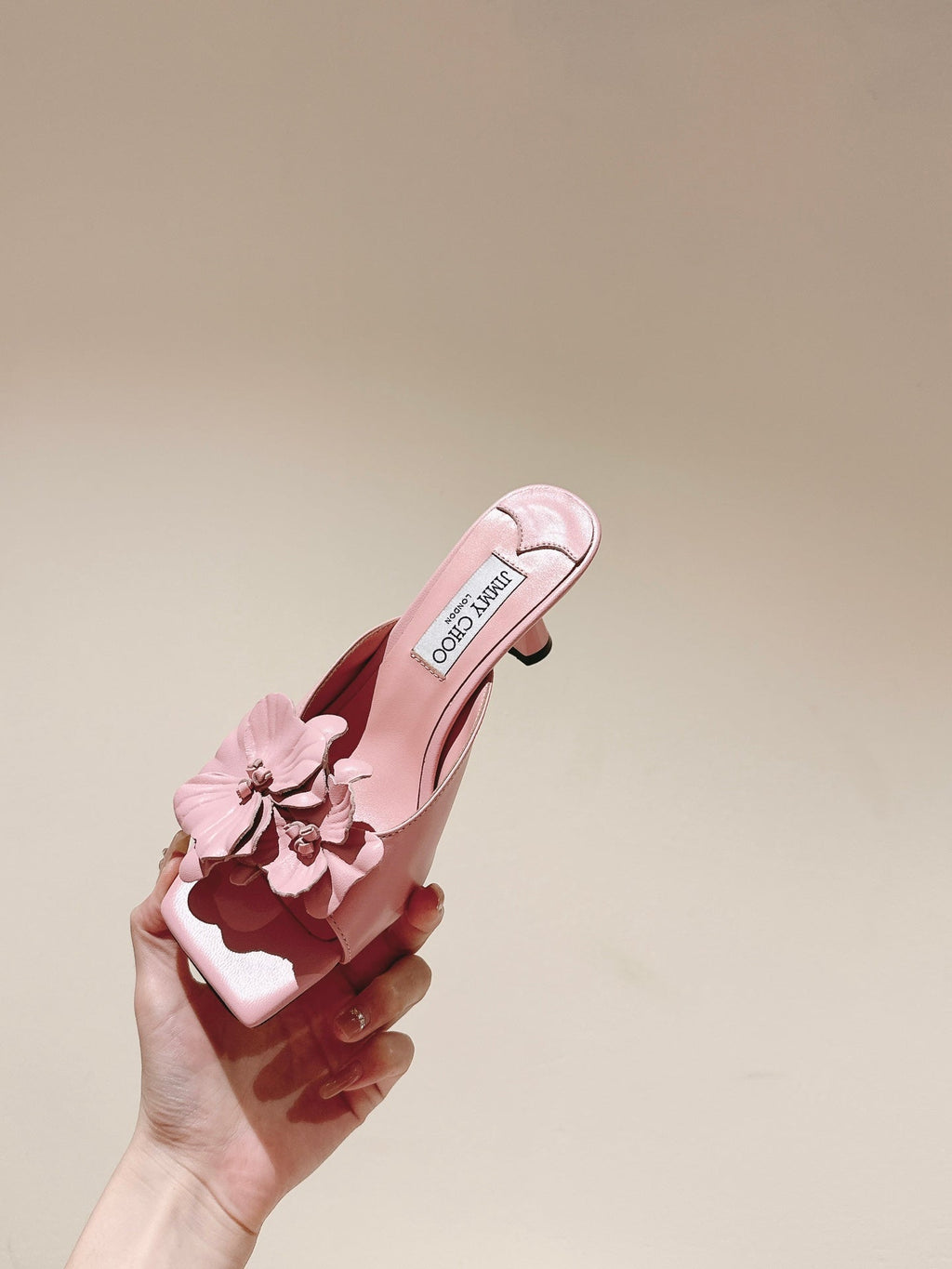 Jimmy Choo Amita Flowers Sandal 4.5cm Pink Sheepskin 659643