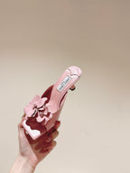 Jimmy Choo Amita Flowers Sandal 4.5cm Pink Sheepskin 659643