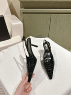 BLAKE SLINGBACK PUMPS 80 IN BLACK CROCODILE-EMBOSSED LEATHER