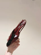 Miu x Balanc Small Bow Buckle SlingBack 45mm Burgundy Patent Leather 445863