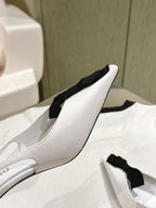 Miu x Balanc Small Bow Buckle SlingBack 45mm White Patent Leather 445864