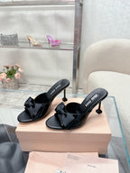 Miu Mordoré Black Bows Mules 70mm Black Cowhide 445512