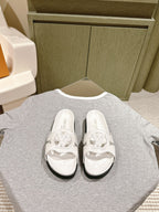 lv sandal isola flat mule white calfskin
