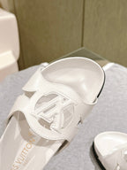 lv sandal isola flat mule white calfskin