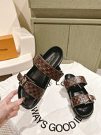 lv sandal mule bomdia brown damier calfskin