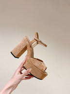 CC HIGH SANDAL PEACH PINK SUEDE CALFSKIN