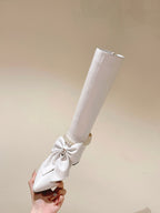 CC 24A Pearl Bow Knee-High Boots 65mm White Sheepskin 447464