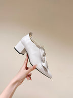 CC 24A Pearl Bow Slingbacks 65mm White Sheepskin 447467