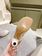 Loewe Round-Toed Boots 85mm White Mixed Sheepskin 448452