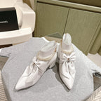 CC 24A Pearl Bow Ankle Boots 65mm White Sheepskin 447470