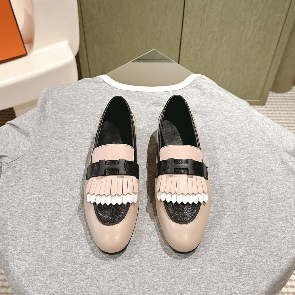 HM Mocassins Royal Loafers Black Beige Sheepskin 445009