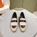 HM Mocassins Royal Loafers Black Beige Sheepskin 445009