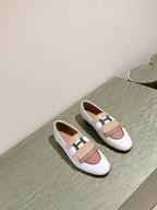 HM Mocassins Royal Loafers White Beige Sheepskin 445010